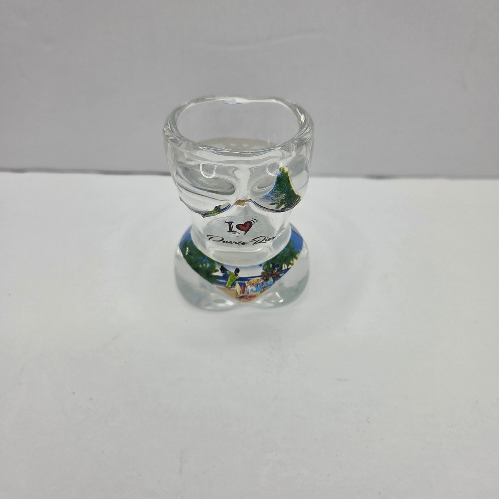 Unbranded Shot Glass Puerto Rico Bikini Torso Souvenir Clear Tropical Beach